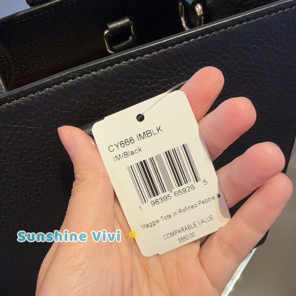 NWT Bundle Coach Butterfly Bag Charm CCD44 & CY666 Maggie Tote Leather Black - Picture 11 of 16